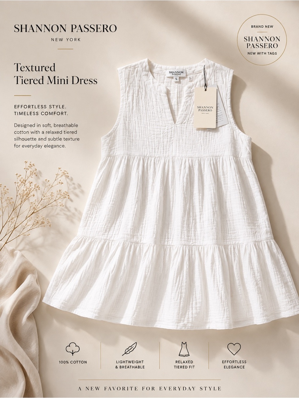 Sleeveless White Tiered Midi Dress with Notch Neck